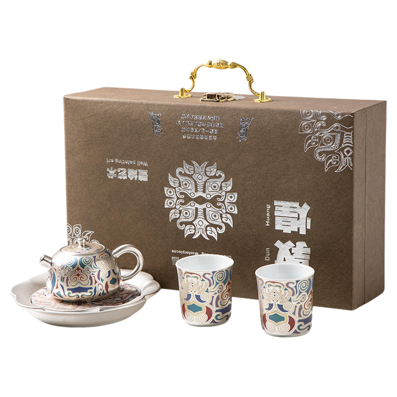 金镶玉敦煌鎏银高档茶具套装送长辈老师父亲公司商务礼品伴手礼物