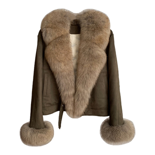 冬日暖调/狐狸毛皮草外套女2025冬季新款麂皮绒鹅绒羽绒服年轻款