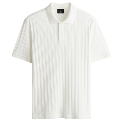 HM男装Polo衫春季翻领T恤纹理感商务短袖上衣1276602