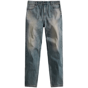 太平鸟男装牛仔裤25春新款美式街头水洗复古跳色做旧黄泥牛仔裤