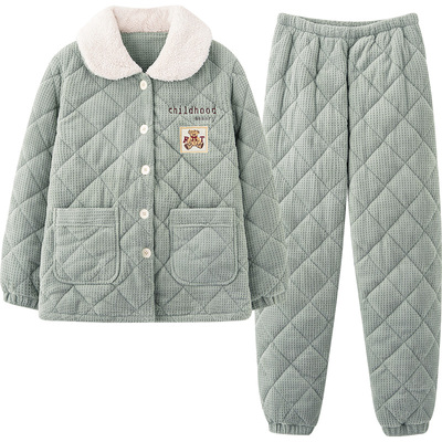 可爱卡通超厚夹棉情侣睡衣可外穿