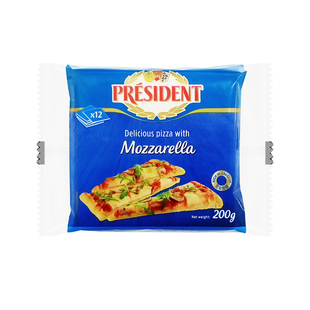 总统马苏里拉芝士片200g干酪汉堡三明治西餐早餐奶酪片家用袋装