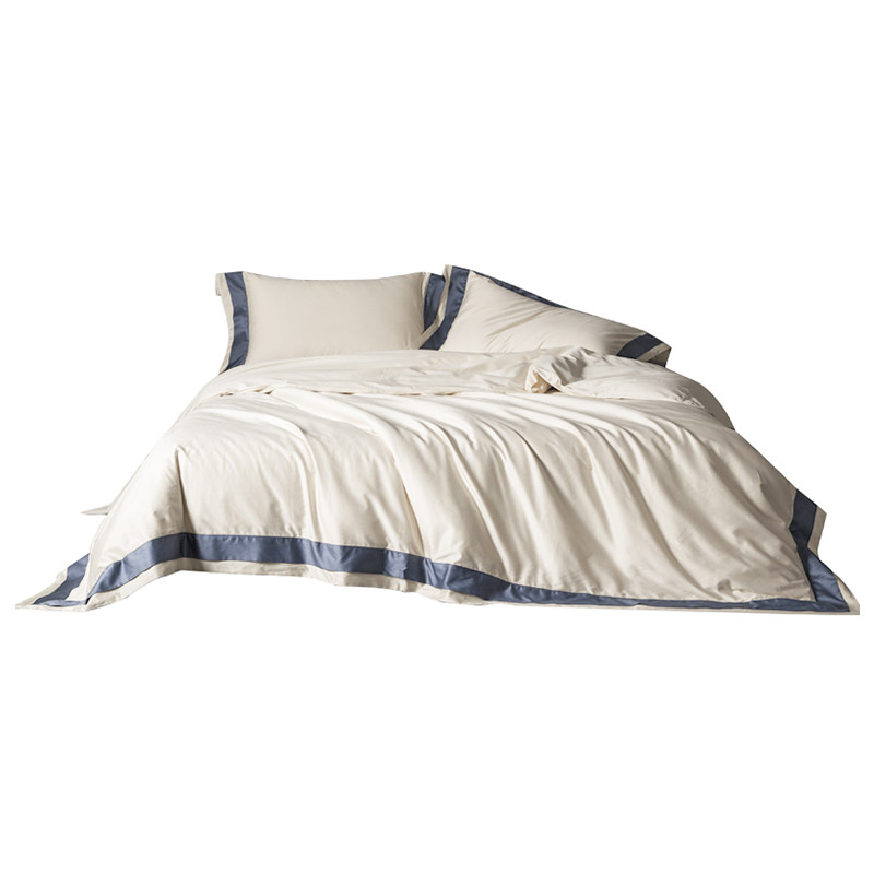 蚕花娘娘纯棉高档四件套全棉床单床笠款被套纯色床品套件拼色