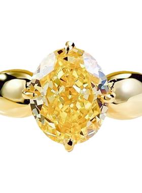 女银镀金欧美鸽子蛋黄钻钻戒指环