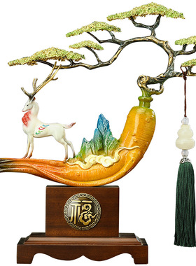 一路高升铜人参摆件开业乔迁礼品