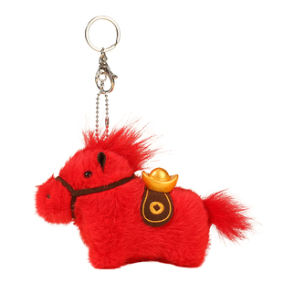 马上有钱红色小马挂件装饰包包马年吉祥物玩偶钥匙扣配件背包配饰