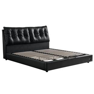 全友家居意式轻奢主卧1米8双人大床2026新款大黑牛单人齐边真皮床