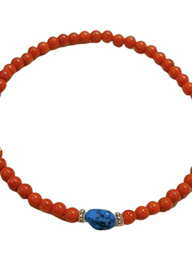 天然南红3mm柿子红手串新年