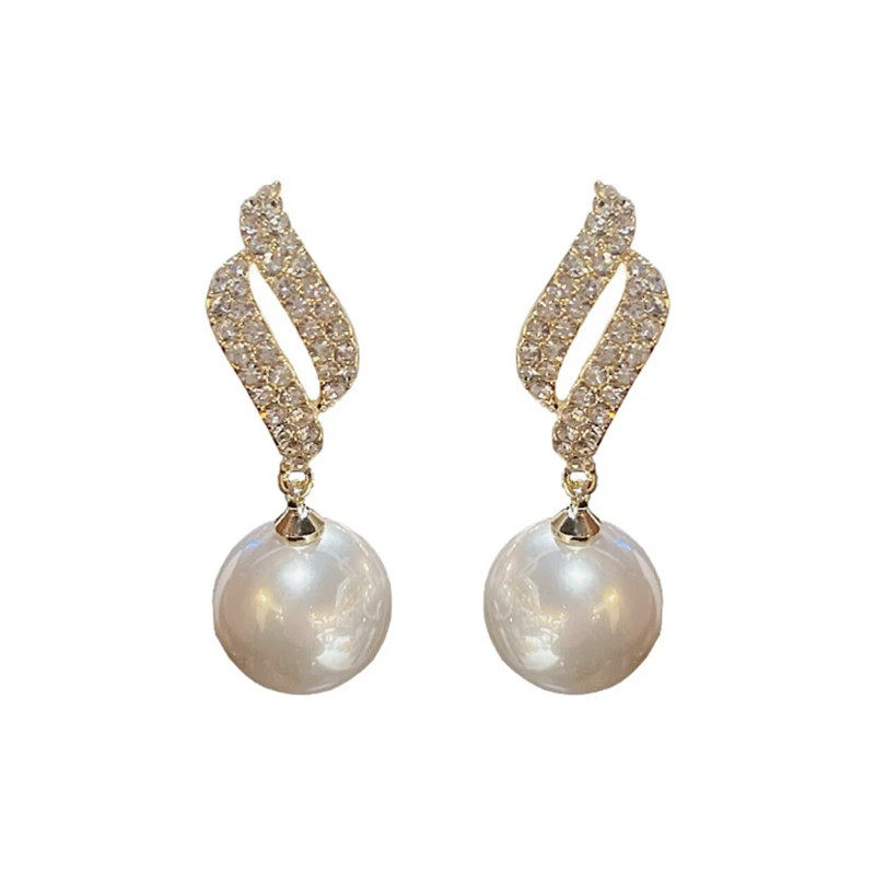 珍珠镶钻耳饰女独特耳环2025年新款潮小众设计感高级轻奢银针耳钉