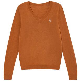 【新年马上旺】暇步士女装秋季修身显瘦V领红色针织衫羊毛打底衫