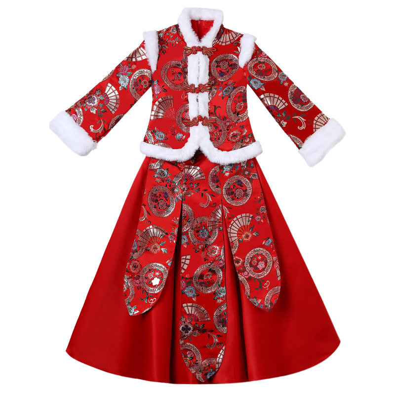 汉服女童冬装中国风秋冬款新年装