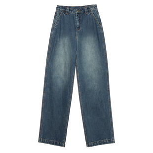 Carolingian ROW松弛感!重磅丹宁长绒棉复古蓝高阶直筒牛仔裤