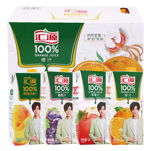 汇源100%果汁1L*4盒12盒橙汁葡萄苹果汁桃汁整箱聚会年货过年饮料