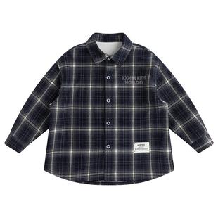 小象汉姆童装男童加绒衬衫儿童保暖打底衫2025冬装新款男孩外套潮