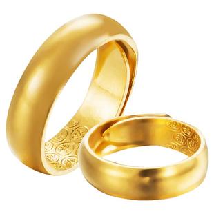 越南沙金情侣光面戒指镀金不掉色黄金色戒指开口女戒首饰男士指环