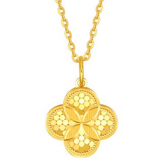 周六福5G黄金吊坠计价女款足金小金花挂坠颈饰新年节日礼物