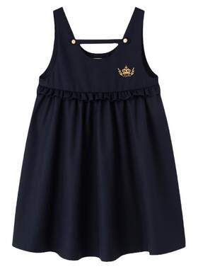 日系制服连衣裙纯色刺绣背心裙