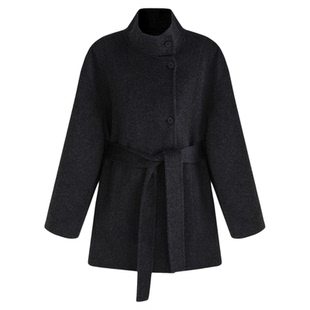 SeRinaBlue春季新款100%羊毛超好看双面呢外套立领气质羊毛大衣女