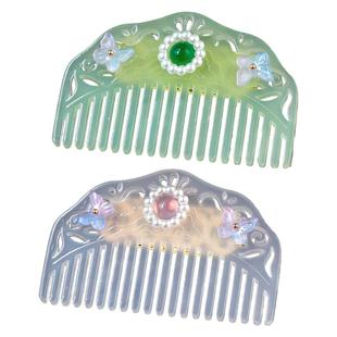 醋酸插梳头冠古风汉服仿白玉发冠明制素雅头饰盘发簪子百搭配饰女