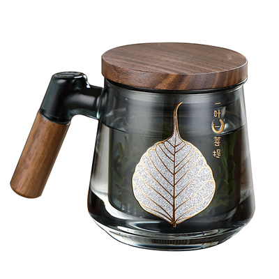 耐热玻璃专用木把水杯泡茶杯