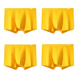 KC桑蚕丝抗菌男士黄色内裤男纯棉平角裤黑短裤平四角裤