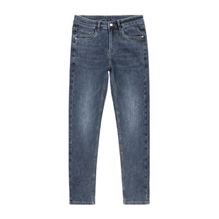 班尼路SK高端加绒牛仔裤男士修身直筒秋冬季厚款百搭休闲长裤子YS