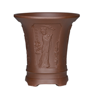 兰花花盆陶瓷小品春兰大红袍喇叭口兰花专用盆桌面古典紫砂兰花盆