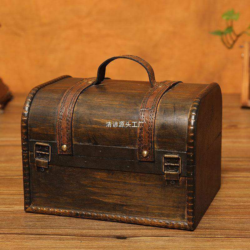 复古木盒子收纳盒儿童藏箱子盒化妆品密码锁百宝箱木宝箱物首饰储