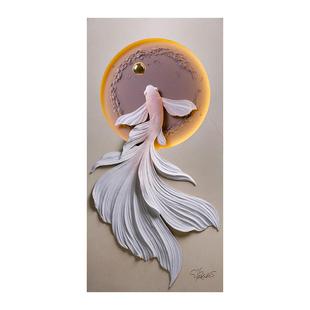 3d立体浮雕玄关挂画走廊过道灯光现代奶油风高级感入户客厅装饰画