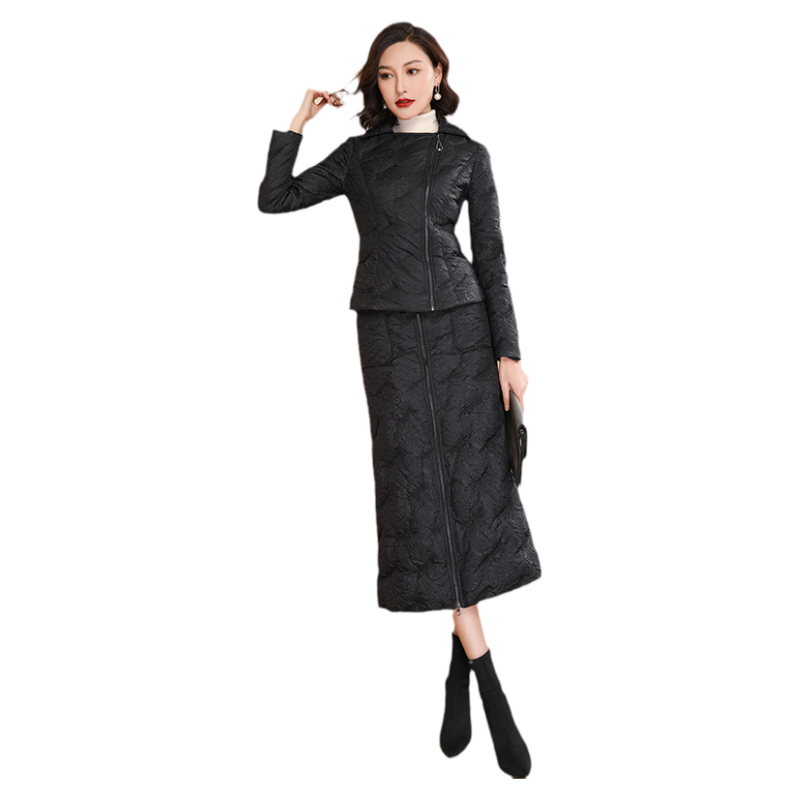 羽绒服白鸭绒冬季修身保暖两件套