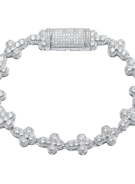 满钻四叶草金色手链女轻奢