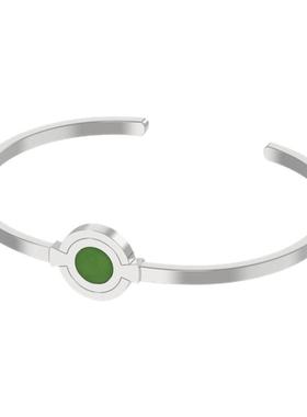 DOVETAIL卯时珠宝环扣经典燕尾榫925银银色饰面碧玉手镯