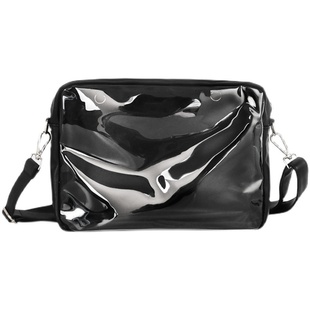 呜咚小铺原创双人娃包棉花娃娃pu斜跨透明痛包20cm外出15cm大单肩