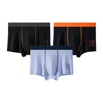 NBA品牌男士内裤A类纯棉100%棉裆抗菌透气平角短裤男生四角裤衩新
