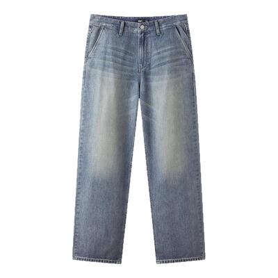 森马凉感宽松直筒森柔牛仔长裤男