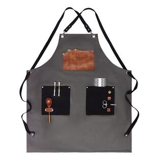 帆布女围裙订制西餐厅调酒师纹身师匠人高级感男士工作服牛仔围腰