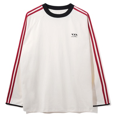 UMAMIISM有茂密声 2025秋季美式复古条纹速干运动T恤圆领长袖上衣