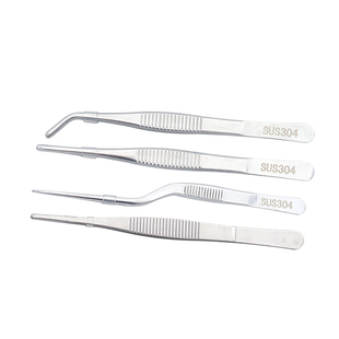 304不锈钢镊子圆头带齿夹子镊子加厚加硬12.5/14/16/18/20/25/30C