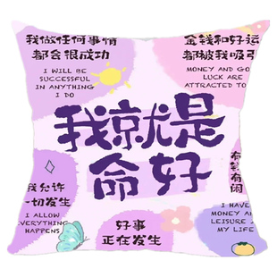 我就是命好多巴胺抱枕被两用卡通励志文字情绪稳定办公室沙发靠枕
