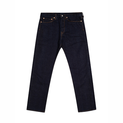 蓝逝纽扣门襟长裤原色脱浆四季