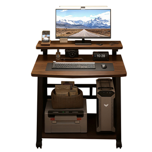 小型台式电脑桌卧室家用床边桌可放主机箱可移动小桌子简易工作台