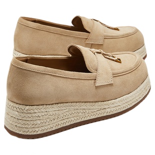 MILLIE'S/妙丽厚底乐福鞋女款2026新款草编一脚蹬英伦风小皮鞋