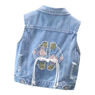 女童中国风春秋季牛仔马甲