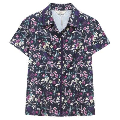 妙采短袖修身针织印花衬衫