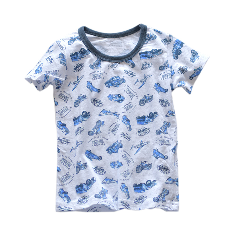 日系儿童超薄纯棉夏季上衣家居服男女童网眼镂空空调睡衣短袖T恤