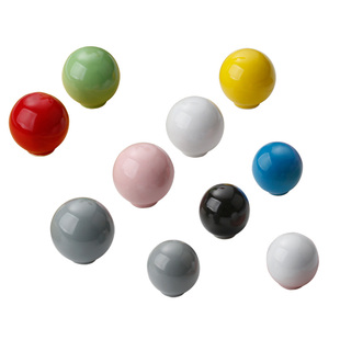 极简彩色陶瓷圆球柜门衣柜门拉手圆形可爱单孔儿童房橱柜抽屉把手