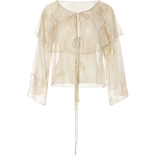 从那以后法式高级感雪纺衫荷叶边罩衫配连衣裙外搭薄款小衫女夏季