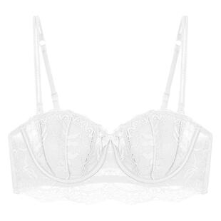 白色内衣女款法式抹胸蕾丝兔耳朵超薄半杯细肩带聚拢大胸显小文胸