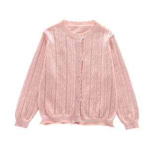 儿童针织开衫空调衫外套薄款纯棉衣服女童装宝宝婴儿上衣春秋