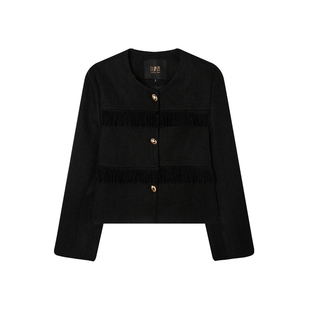 白鹿语小香名媛风短外套秋款甜美减龄气质圆领长袖休闲通勤上衣女